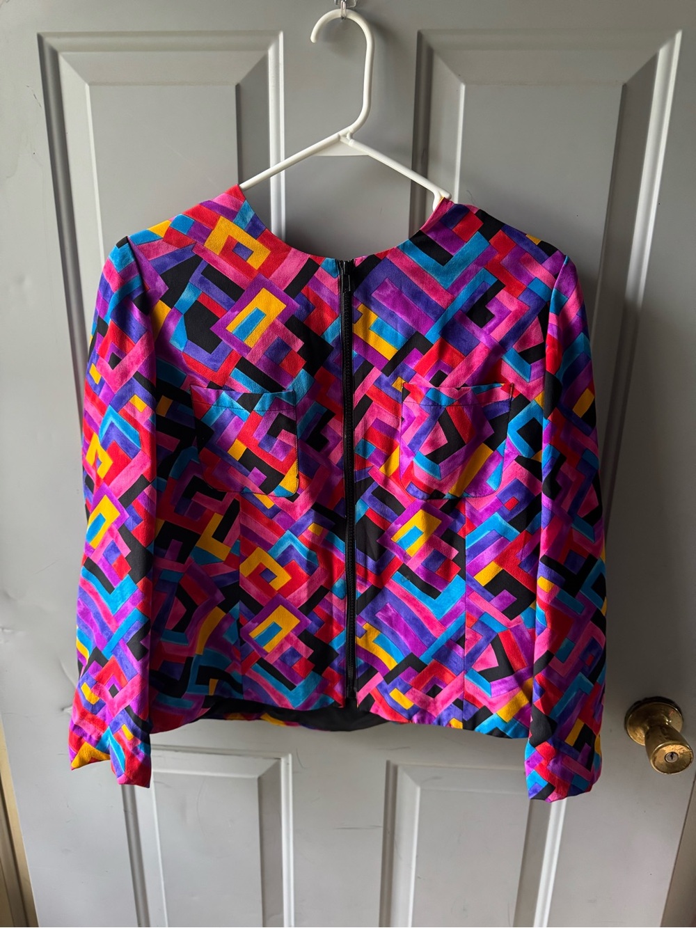 Maggy London Colorblock Geometric Blazer - Pink Multi